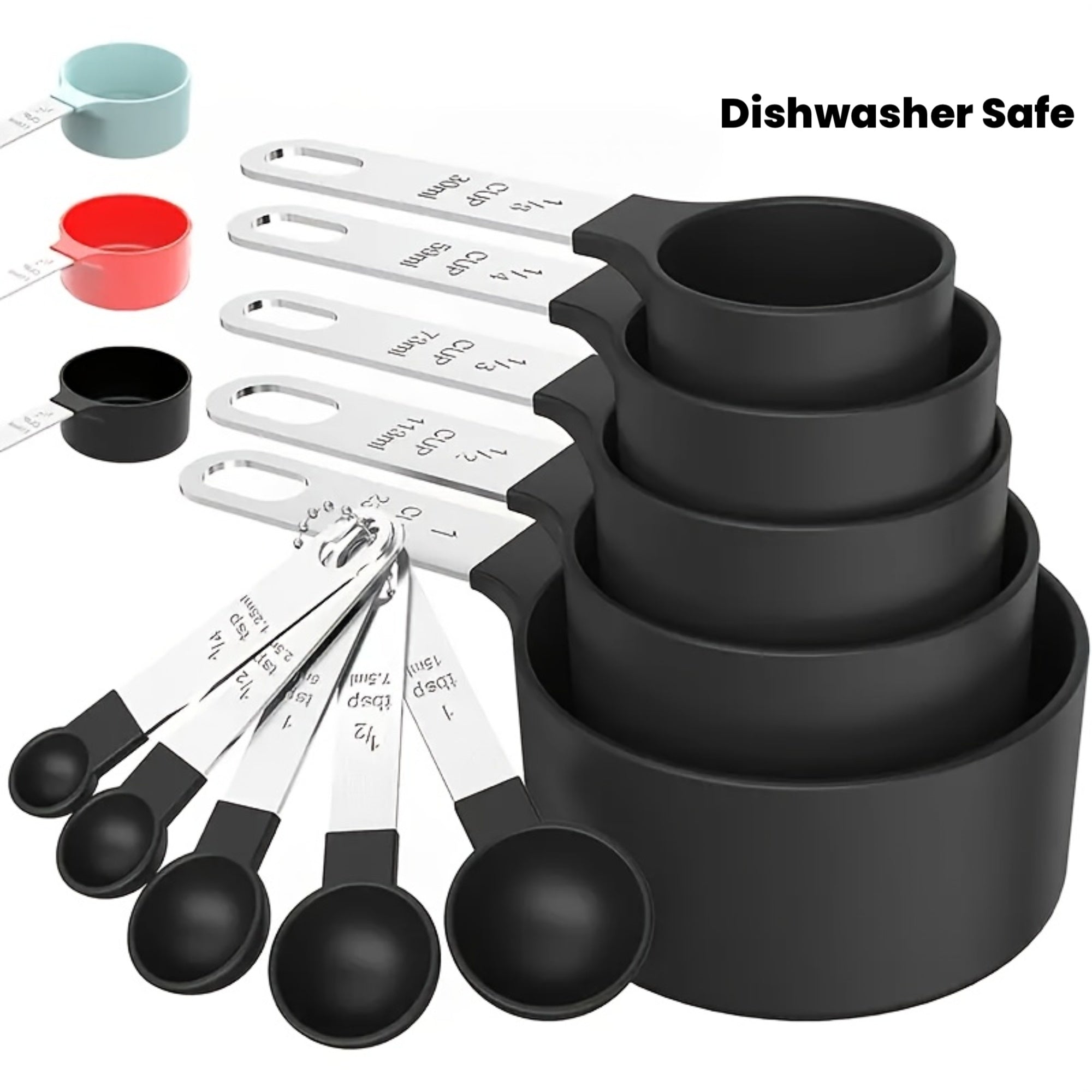 An 8pcs Stainless Steel Measuring Cup And Spoon Set with Handles, Suitable for Dry And Liquid Ingredients, Dishwasher Safe, Essential Kitchen Tools for Cooking And Baking.