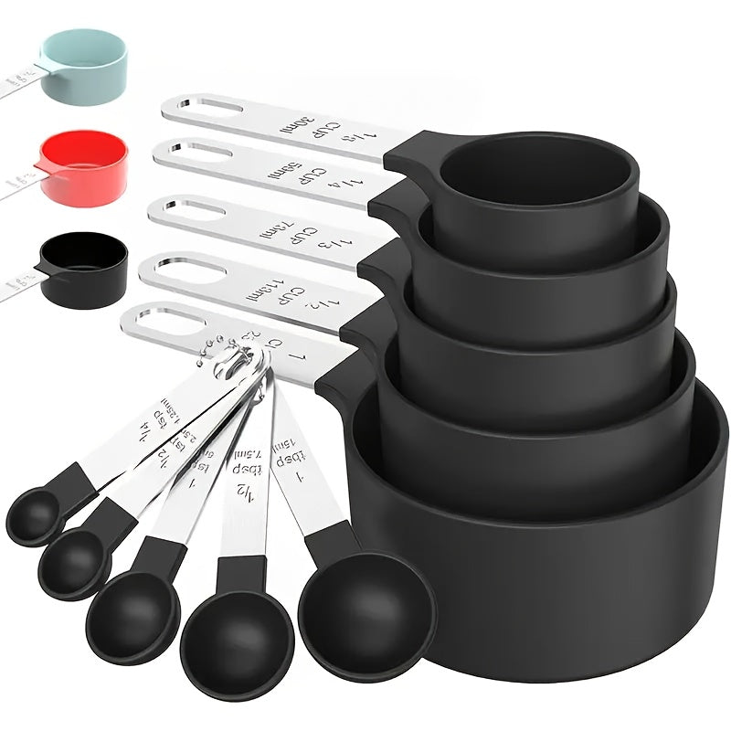 An 8pcs Stainless Steel Measuring Cup And Spoon Set with Handles, Suitable for Dry And Liquid Ingredients, Dishwasher Safe, Essential Kitchen Tools for Cooking And Baking.