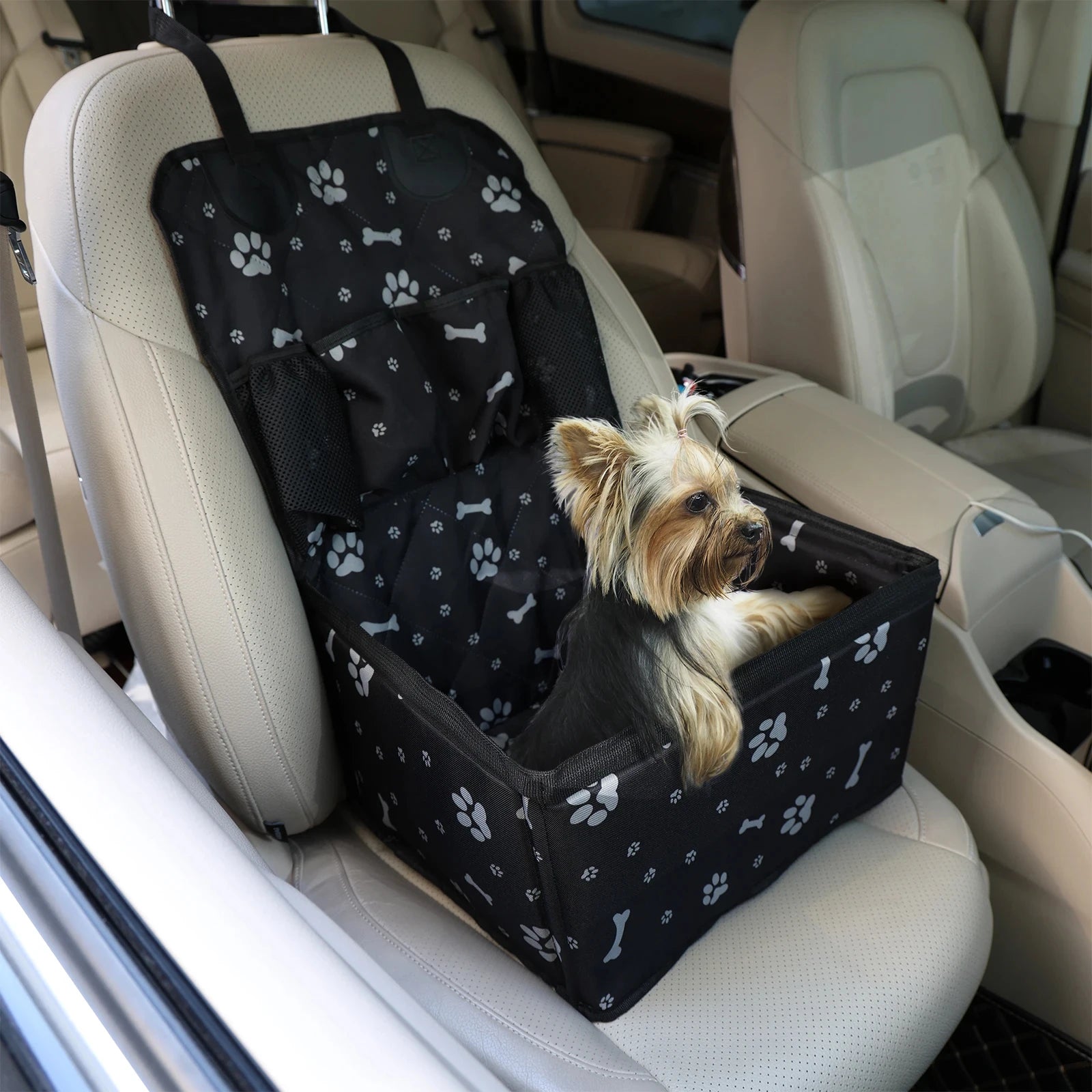 New Dog Car Seat with Storage Pockets,Scratch Proof Durable Pet Booster Car Front Seat for Small Medium Dog 강아지 가방