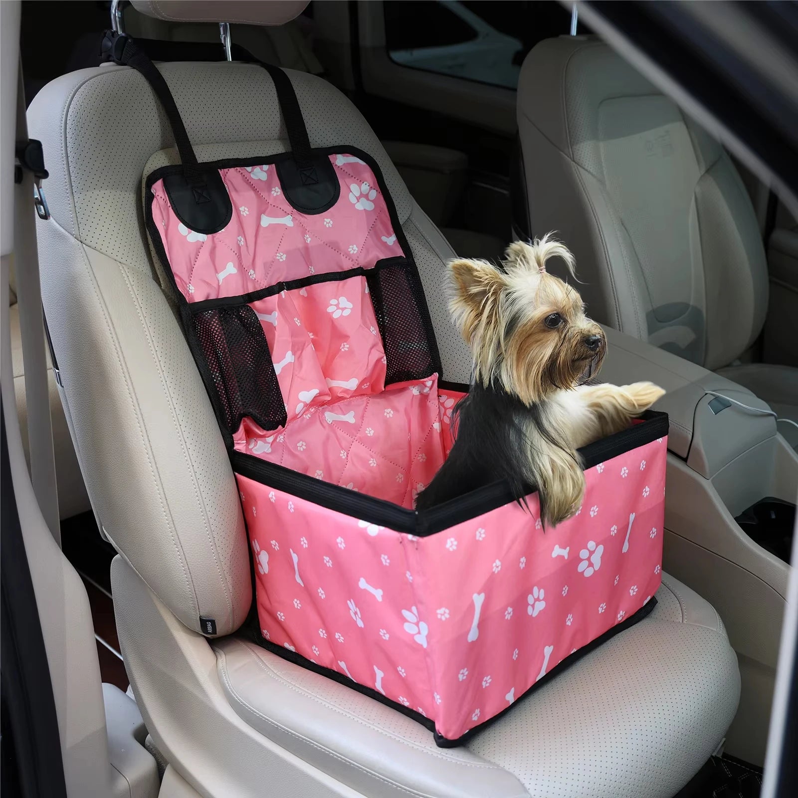 New Dog Car Seat with Storage Pockets,Scratch Proof Durable Pet Booster Car Front Seat for Small Medium Dog 강아지 가방